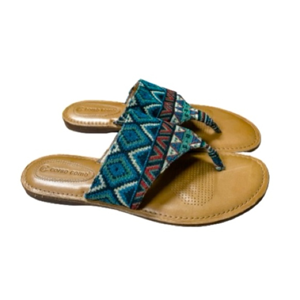 Corso Como Tribal Print Slip On Thong Sandals Womens Size 9.5 NWOT